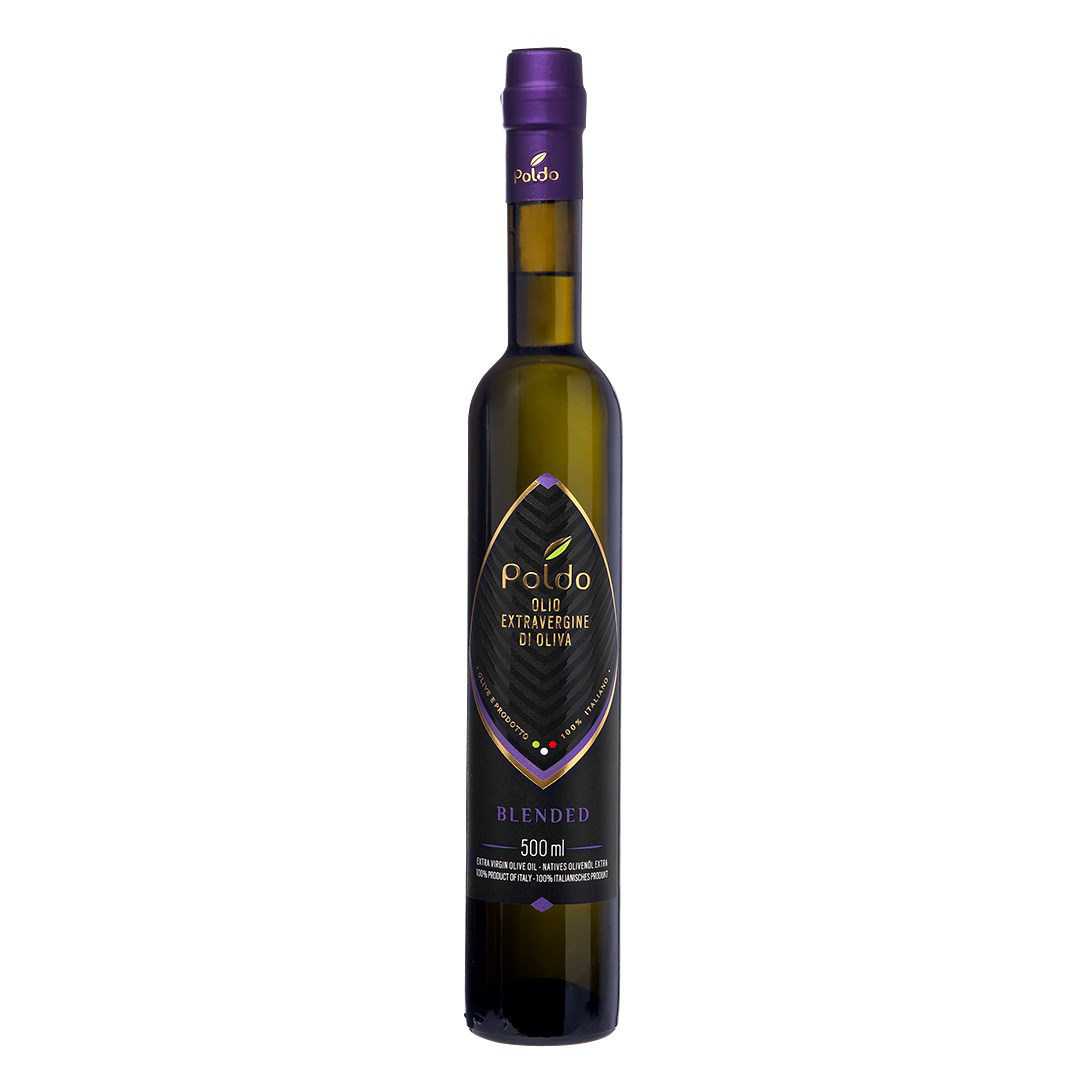 A bottle of Poldo Blended olive oil