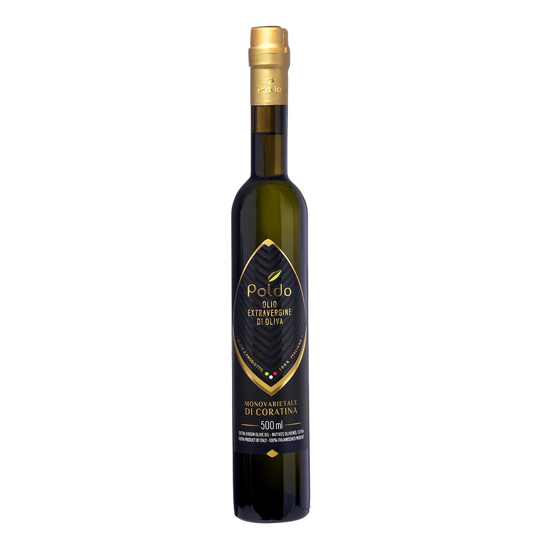 A bottle of Poldo Coratina olive oil