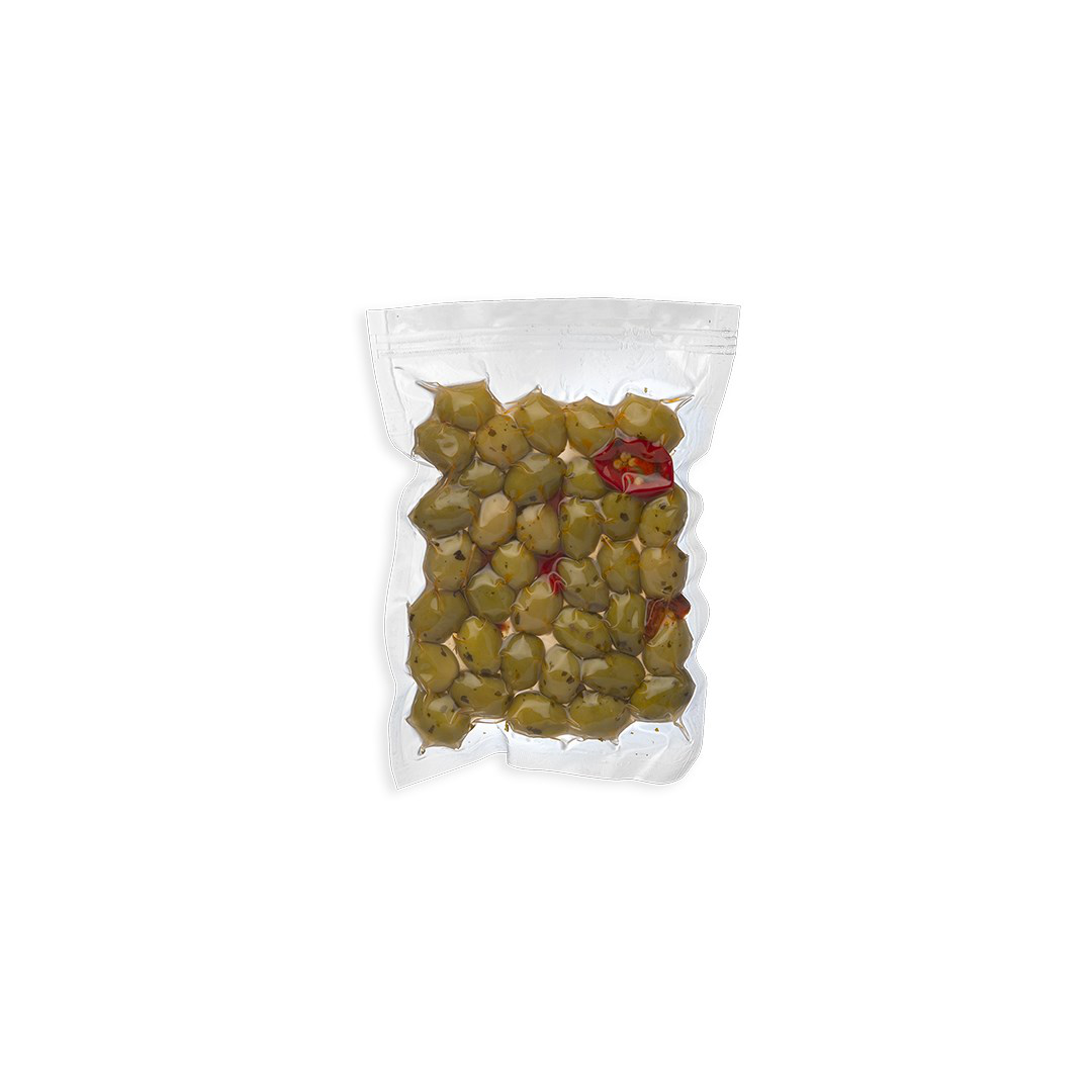 Chilli-seasoned green olives