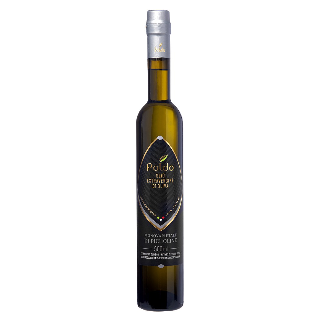 A bottle of Poldo Picholine olive oil